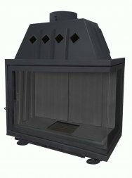 Каминная топка Экокамин Альфа 1000 RB два стекла правая черный шамот