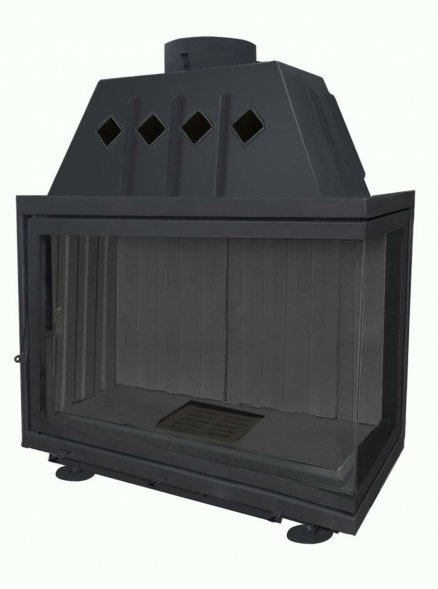 Каминная топка Экокамин Альфа 1000 RB два стекла правая черный шамот