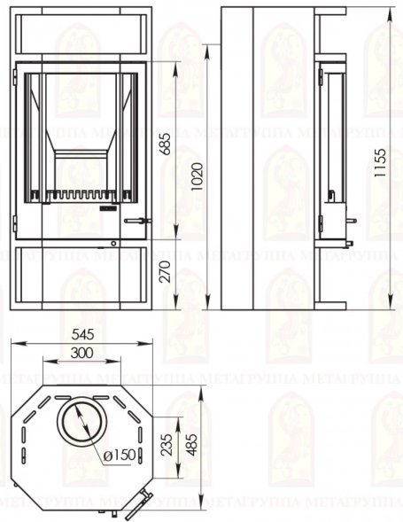 Печь-камин Мета-Бел Рейн