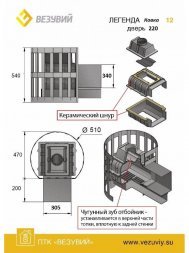 Банная печь Везувий Легенда Ковка 12 (220)