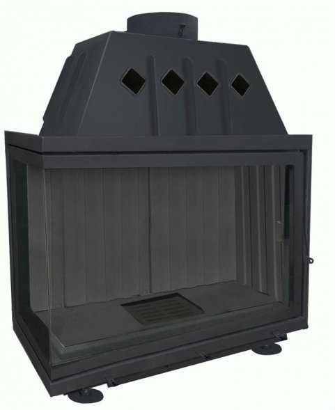 Каминная топка Экокамин Альфа 1000 LB два стекла левая черный шамот