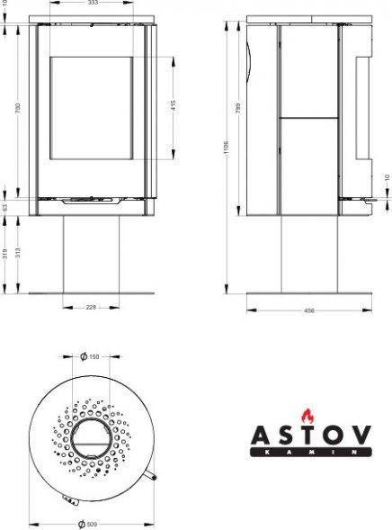 Печь-камин Астов R1.0 N K