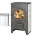 Печь-Камин Везувий ПК-01 (205) с плитой и теплообменником бежевый