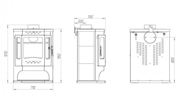 Печь-камин ЭкоКамин Бавария Призматик с плитой