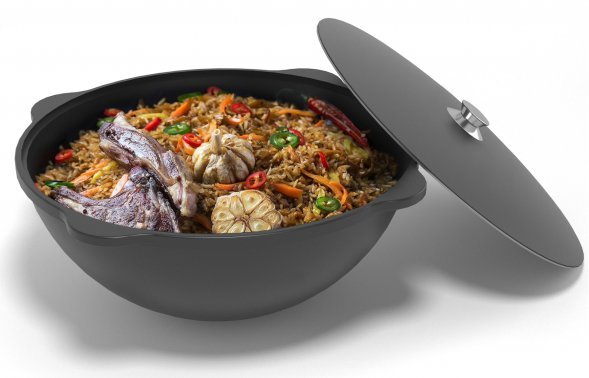 Казан чугунный с крышкой Везувий 12л