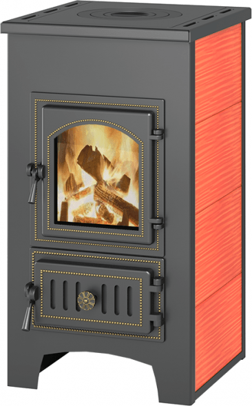 Печь-Камин Везувий ПК-01 (270) с плитой красный