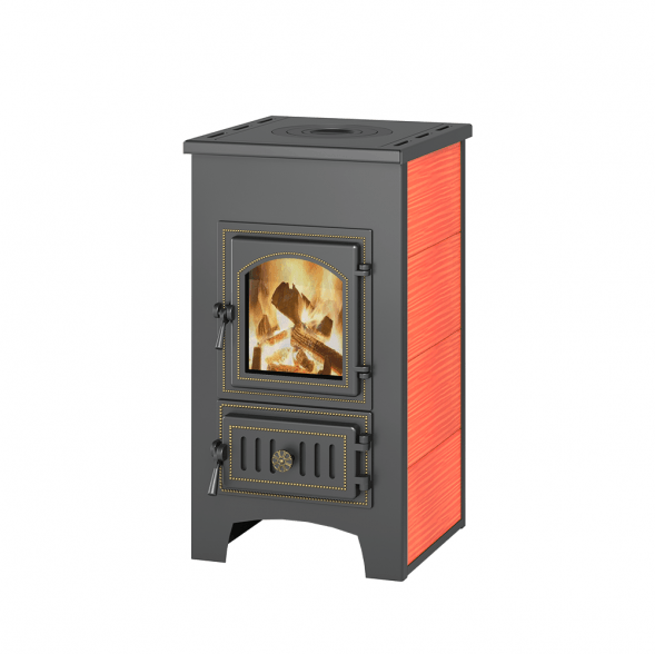 Печь-Камин Везувий ПК-01 (270) с плитой красный