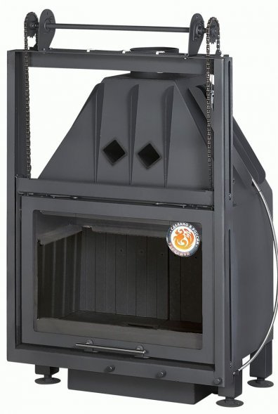 Каминная топка Экокамин Альфа 700 KВ с контргрузом черный шамот