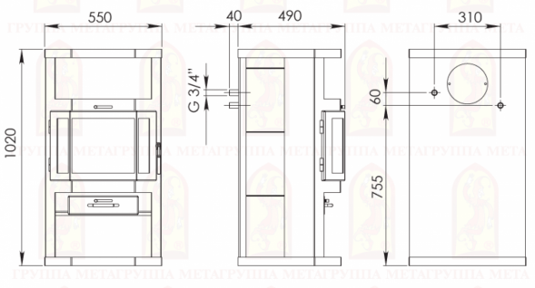 Печь-Камин Мета-Бел Ангара Аква