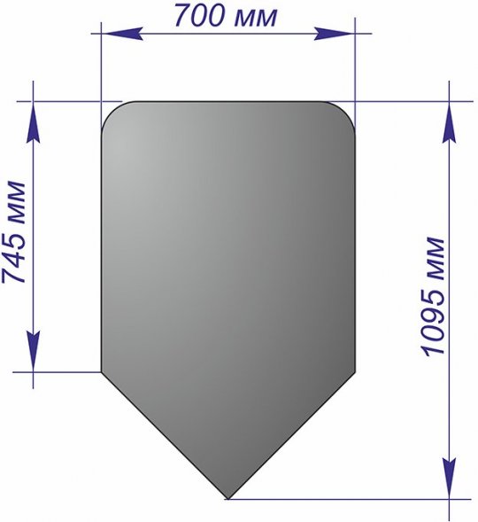 Лист напольный угловой 1095*700*1,5 R100