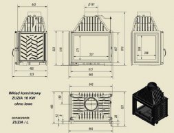 Каминная топка Kratki ZUZIA/L, стекло слева