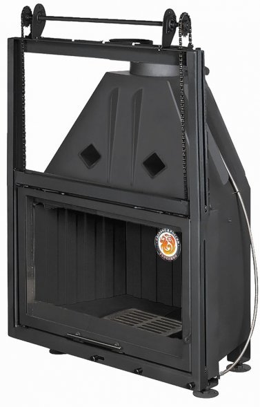 Каминная топка Экокамин Альфа 800 KВ с контргрузом черный шамот