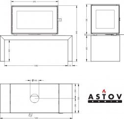 Печь-камин Астов Куб 3С 800 на подиуме