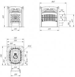 Чугунная печь для бани Теплодар Былина - сетка 18 Ч