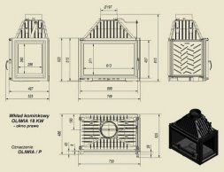 Каминная топка Kratki OLIWIA/P, стекло справа
