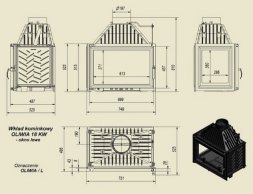 Каминная топка Kratki OLIWIA/L, стекло слева