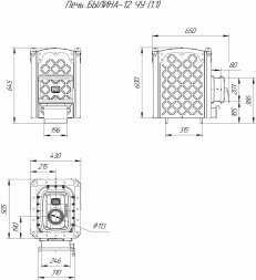 Чугунная печь для бани Теплодар Былина 12 ЧУ