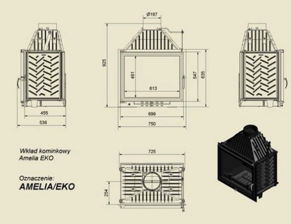 Каминная топка Kratki AMELIA/EKO