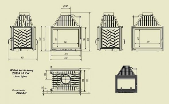 Каминная топка Kratki ZUZIA/T, туннельная