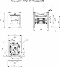 Чугунная печь для бани Теплодар Былина 18 Ч Панорама