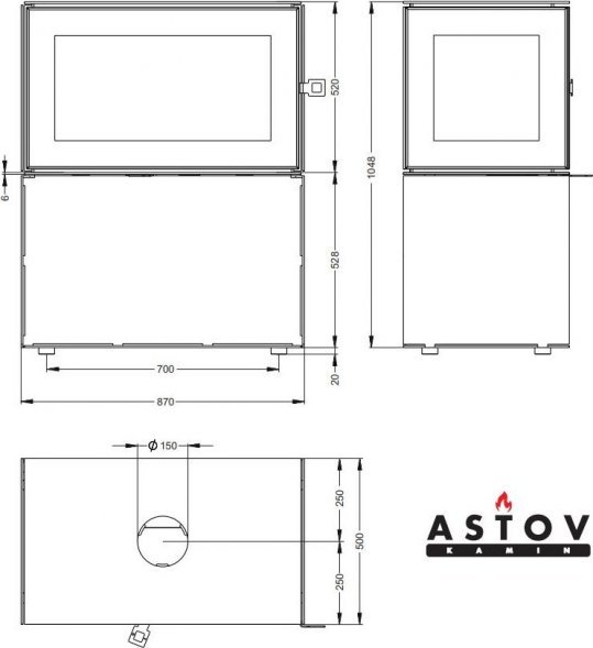 Печь-камин Астов Куб 3С 800 на дровнике