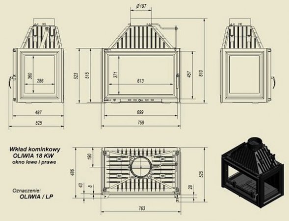 Каминная топка Kratki OLIWIA/LP