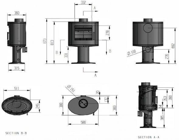 Печь-камин FireBird Puma 9кВт