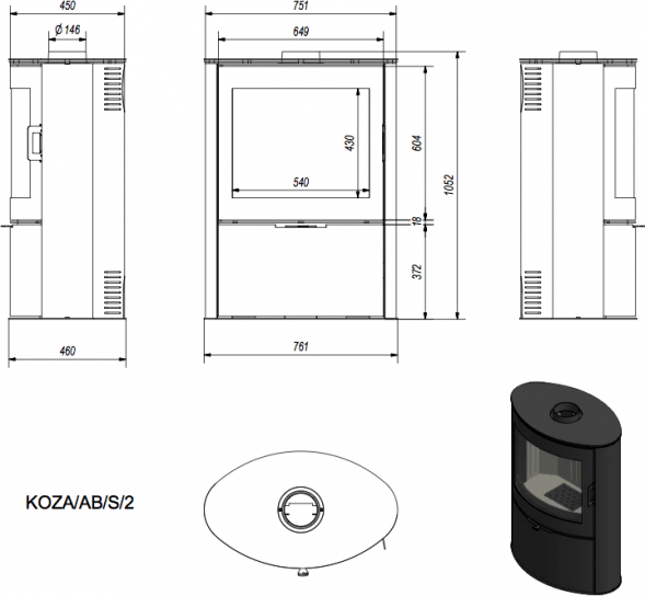 Печь-камин Kratki /AB/S/2
