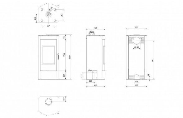Печь-камин Kratki /TITAN/G/R