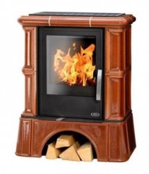 Печь-камин ABX Bavaria KI, с кафельным цоколем, с допуском воздуха (каштан)