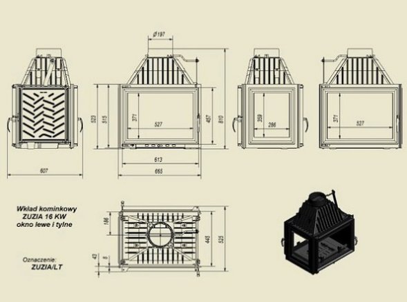 Каминная топка Kratki ZUZIA/LT