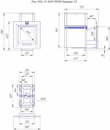 Печь для бани Теплодар Русь-12 ЛНЗП Профи Панорама (1.1)