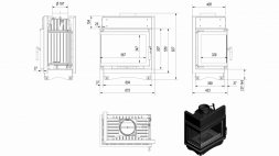 Топка Kratki MAJA/L/BS, Г-образное стекло слева