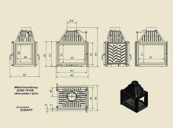 Каминная топка Kratki ZUZIA/PT
