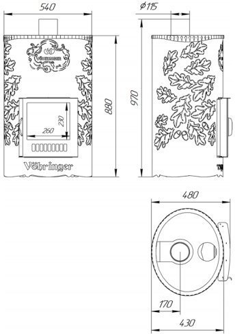 Дровяная печь для бани Ферингер Уют-25  в кожухе с закрытой каменкой до 25 м