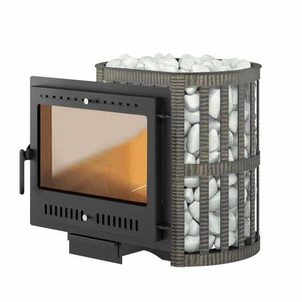 Чугунная печь для бани Везувий Легенда Ковка 16 Панорама &quot;М&quot;