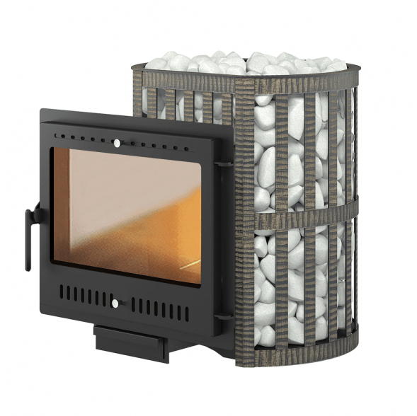 Чугунная печь для бани Везувий Легенда Ковка 22 Панорама &quot;М&quot;