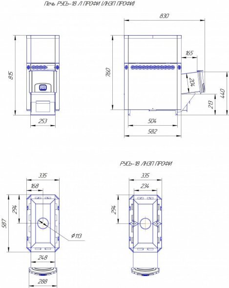Печь для бани Теплодар Русь-18 ЛНЗП Профи