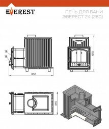 Печь для бани Эверест 24 (280) под обкладку