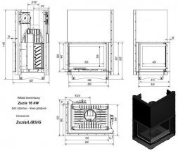 Топка Kratki ZUZIA/L/BS/G, Г-образное стекло слева, гильотина