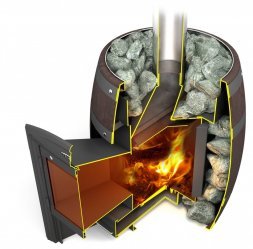 Банная печь TMF Вариата Баррель Inox витра палисандр
