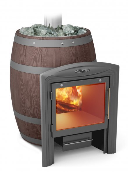 Банная печь TMF Вариата Баррель Inox витра палисандр
