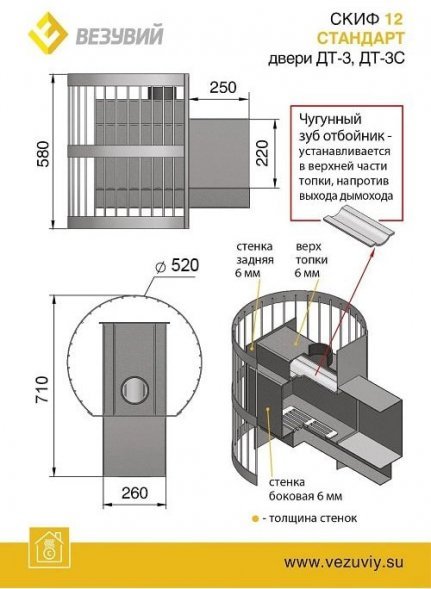 Печь Везувий Скиф Стандарт 12 (ДТ-3С)