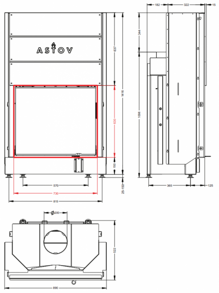 Каминная топка Астов ПС 7363