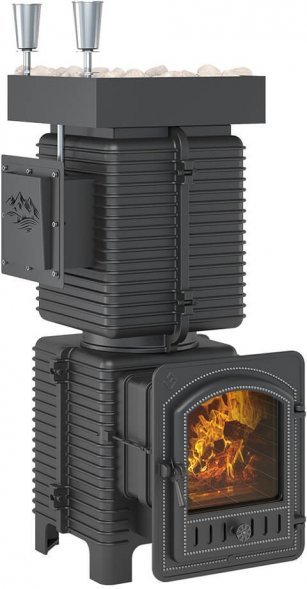 Печь для бани Эверест "Легкий пар Профи" под обкладку (чугунная закрытая каменка)