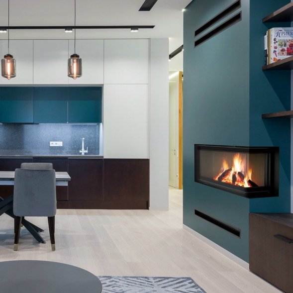 Топка Kratki PRO NADIA/14/P/BS/G, Г-образное стекло справа, гильотина