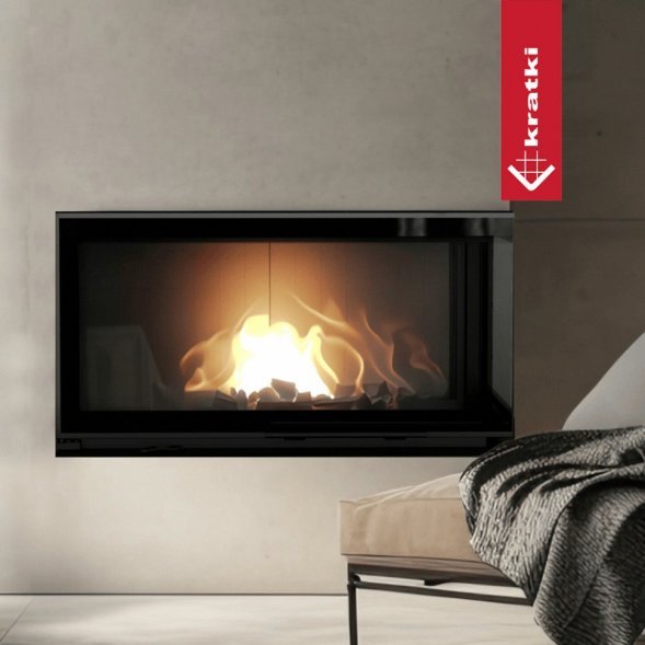 Топка Kratki PRO NADIA/14/P/BS/G, Г-образное стекло справа, гильотина