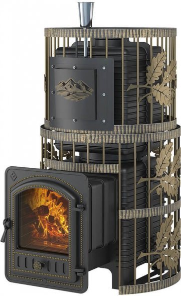 Печь для бани Эверест "Легкий пар Профи" Ковка (чугунная закрытая каменка)