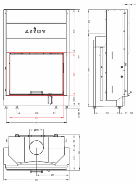 Каминная топка Астов ПС 8063