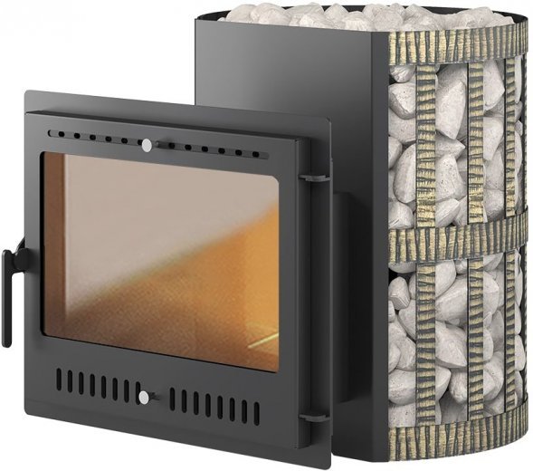 Дровяная печь для бани Везувий Скиф Ковка 16 Панорама &quot;М&quot; 2022